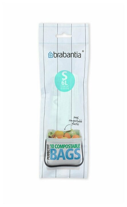 Мешки для мусора Brabantia Perfect Fit Compostable Bags S 6 л, 10 шт., зеленый - фото №6