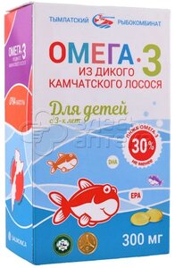 Фото Омега-3 из дикого камчатского лосося для детей с трех лет 300 мг, 84 капсул в блистерах