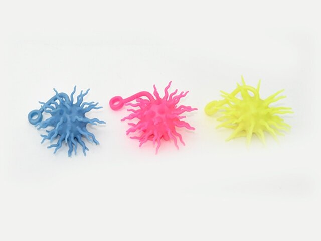 Набор 3 игрушки-светяшки антистресс колючка, 8 см, синий, розовый и желтый