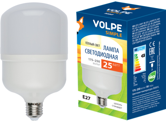 Светодиодная лампа Volpe LED-M80-25W/WW/E27/FR/S