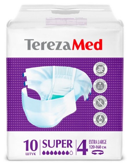 TerezaMed Подгузники для взрослых TEREZAMED Super XL 10 шт