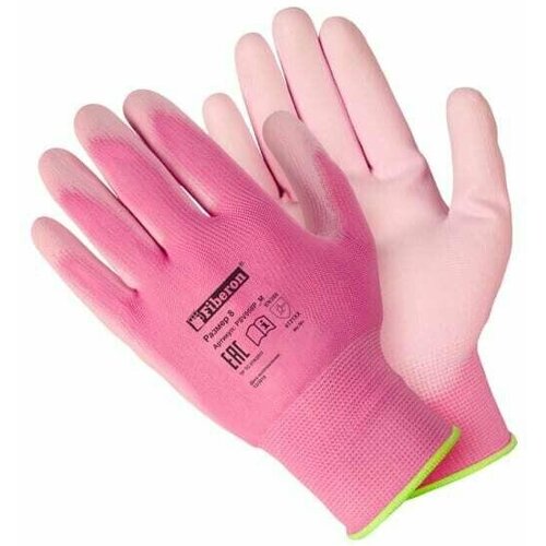 Перчатки полиэстеровые Fiberon, размер 8 / M, цвет розовый