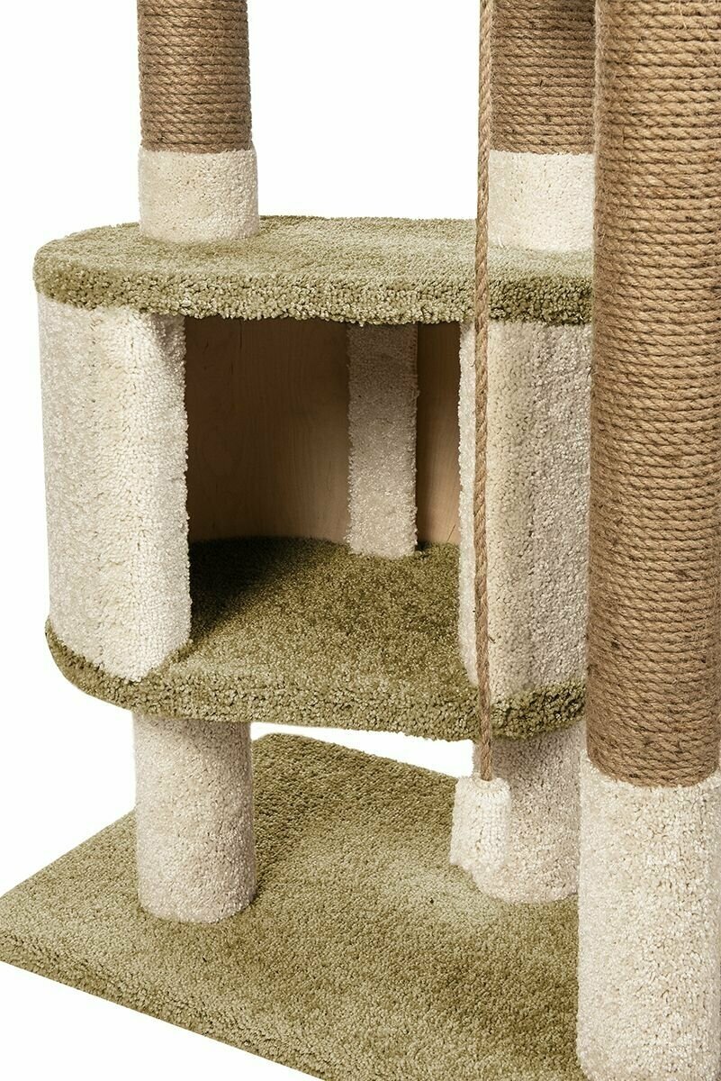 Комплекс для кошек с домиком, когтеточа высокая столбик "Шустрик" оливковый - фотография № 13