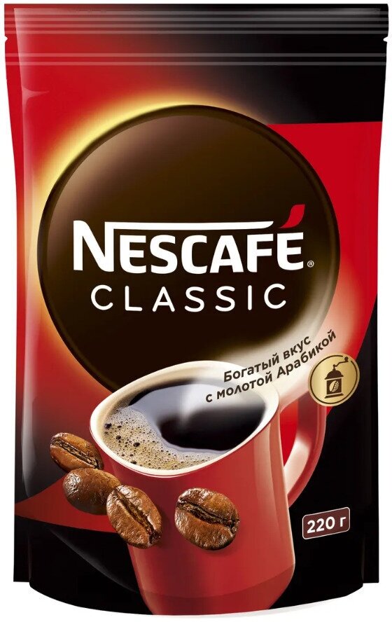 Кофе растворимый с добавлением молотого NESCAFE Classic натуральный, 220 г