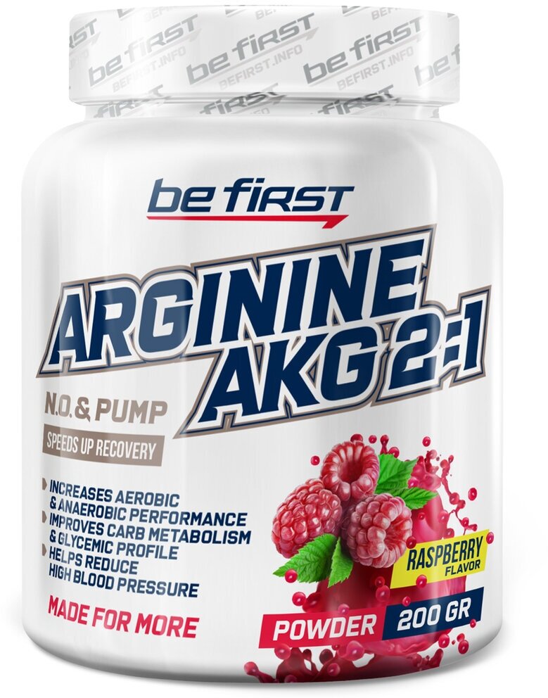 AAKG Be First Arginine AKG 2:1 (AAKG) powder (аргинин альфа-кетоглутарат) 200 г, Малина