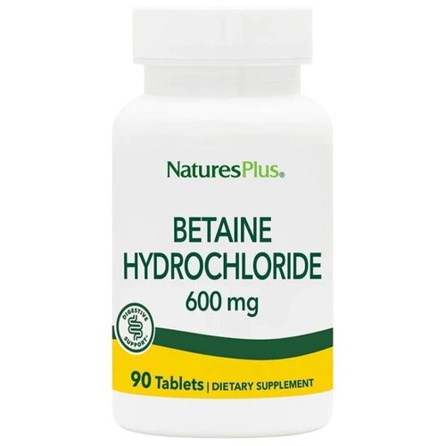 Таблетки Nature's Plus Betaine Hydrochloride, 600 мг, 90 шт.