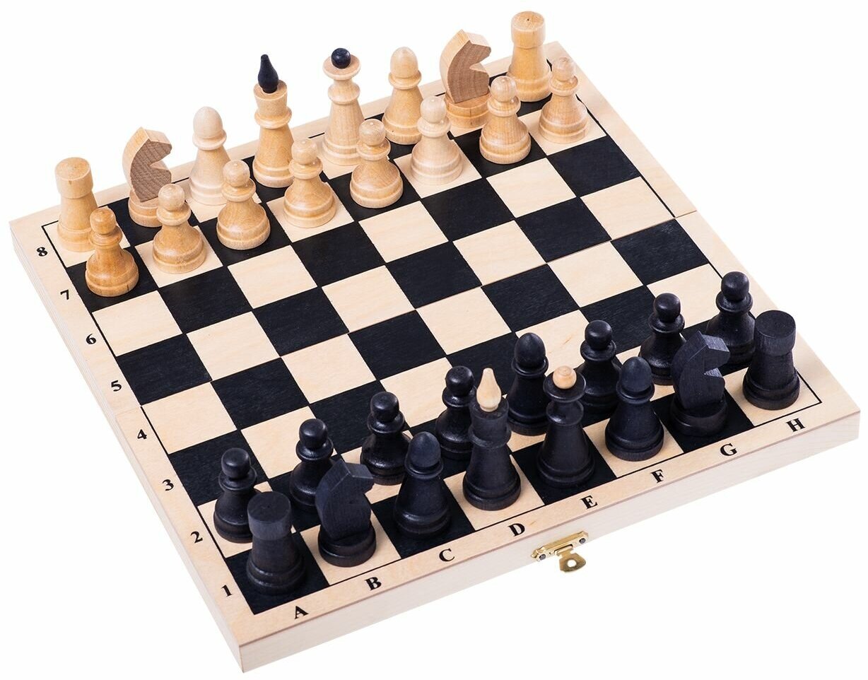 Шахматы обиходные деревянные с дорожной деревянной доской "Классика" 450-20