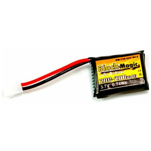 LiPo аккумулятор 3,7В(1S) 200mAh 20C (для SYMA X13) Black Magic BM-F20-0201WLK