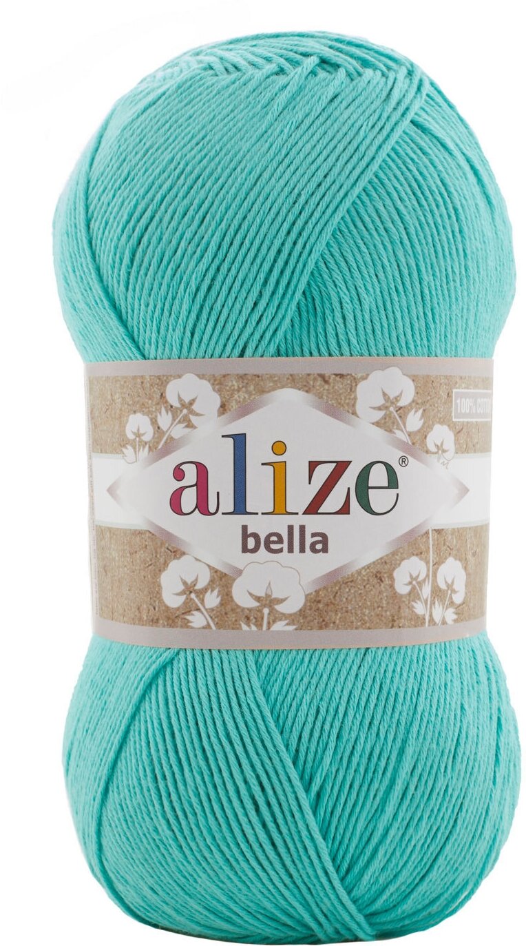 Пряжа ALIZE Bella 100 бирюзовый (477), 5 шт