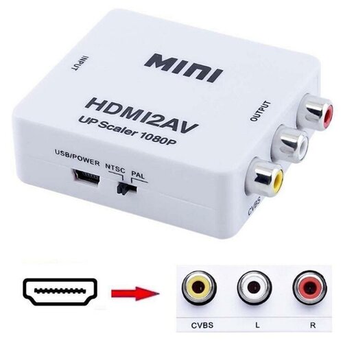 Переходник конвертер адаптер HDMI на AV и аудио, HDMI 2 AV для монитора, CVBS, PAL NTSC переходник конвертер с hdmi на rca hdmi2av белый
