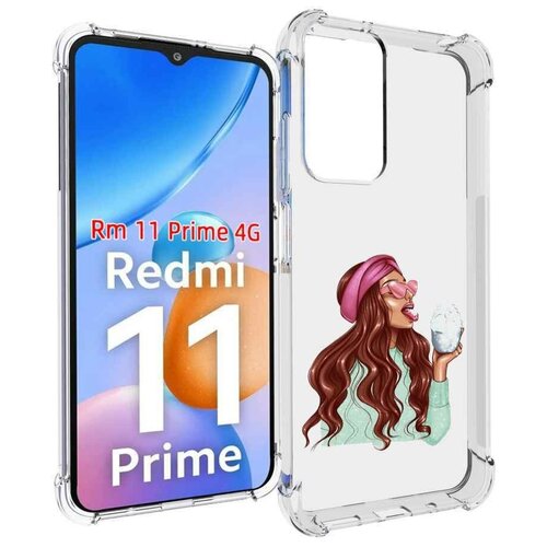 Чехол MyPads любительница-снега женский для Xiaomi Redmi 11 Prime 4G задняя-панель-накладка-бампер
