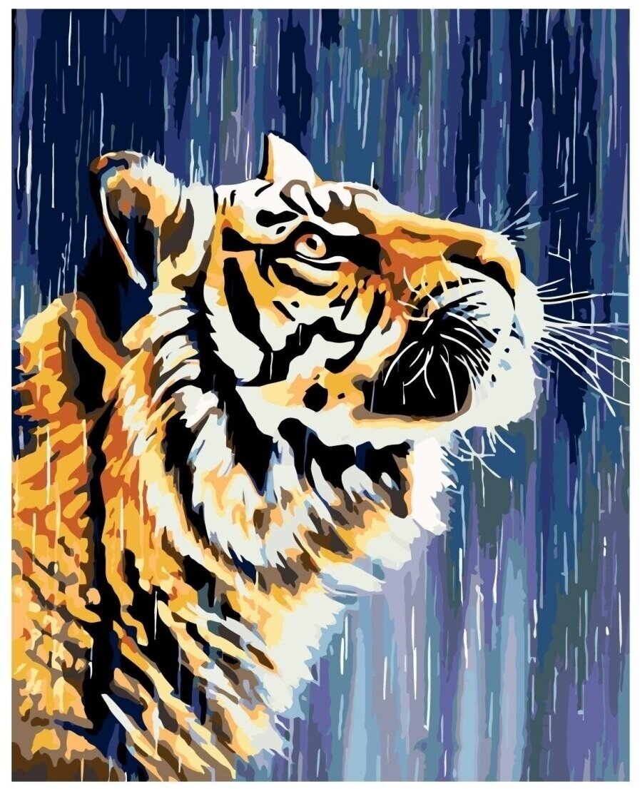 Картина по номерам Тигр под дождем 40х50 см Hobby Home