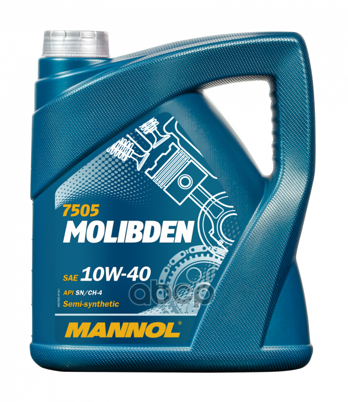 MANNOL 7505-4 Molibden Benzin 10W40 4Л. Api Sn/Ch-4. Полусинтетическое Моторное Масло