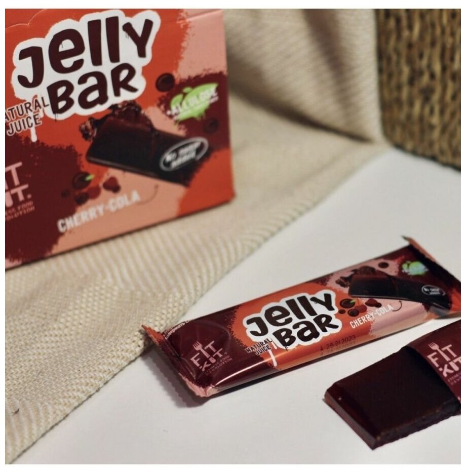 Мармеладный батончик FIT KIT "Jelly Bar" бecкaлopийный, без сахара 12 шт х 23 гр - фотография № 11