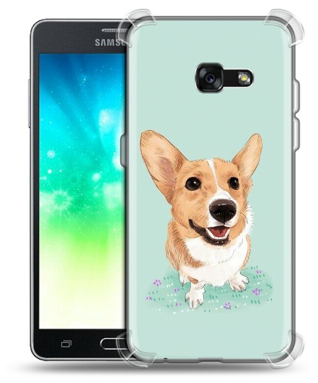 Дизайнерский силиконовый с усиленными углами чехол для Самсунг Галакси А3 (2017) / Samsung Galaxy A3 (2017) Корги