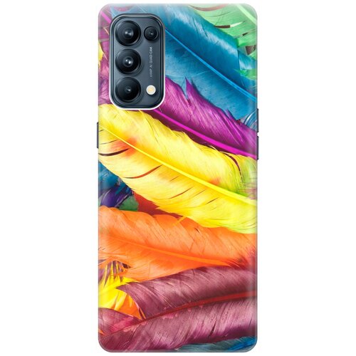 фото Re:pa накладка transparent для oppo reno5 с принтом "разноцветные перья"