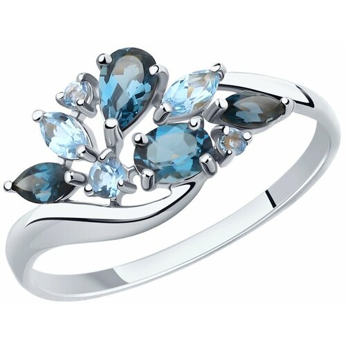 Кольцо Diamant online, белое золото, 585 проба, Лондон топаз, топаз, размер 18.5