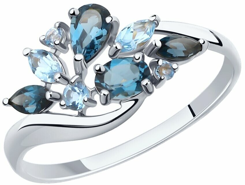 Кольцо Diamant online, белое золото, 585 проба, Лондон топаз, топаз