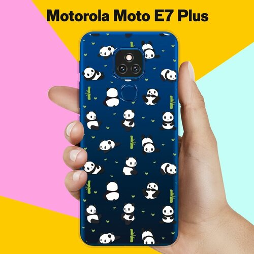 Силиконовый чехол на Motorola Moto E7 Plus Панды / для Моторола Мото Е7 Плюс силиконовый чехол на motorola moto e7 plus i want для моторола мото е7 плюс