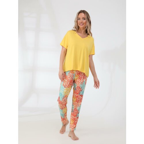фото Пижама vitacci, футболка, брюки, короткий рукав, размер 44-46, желтый
