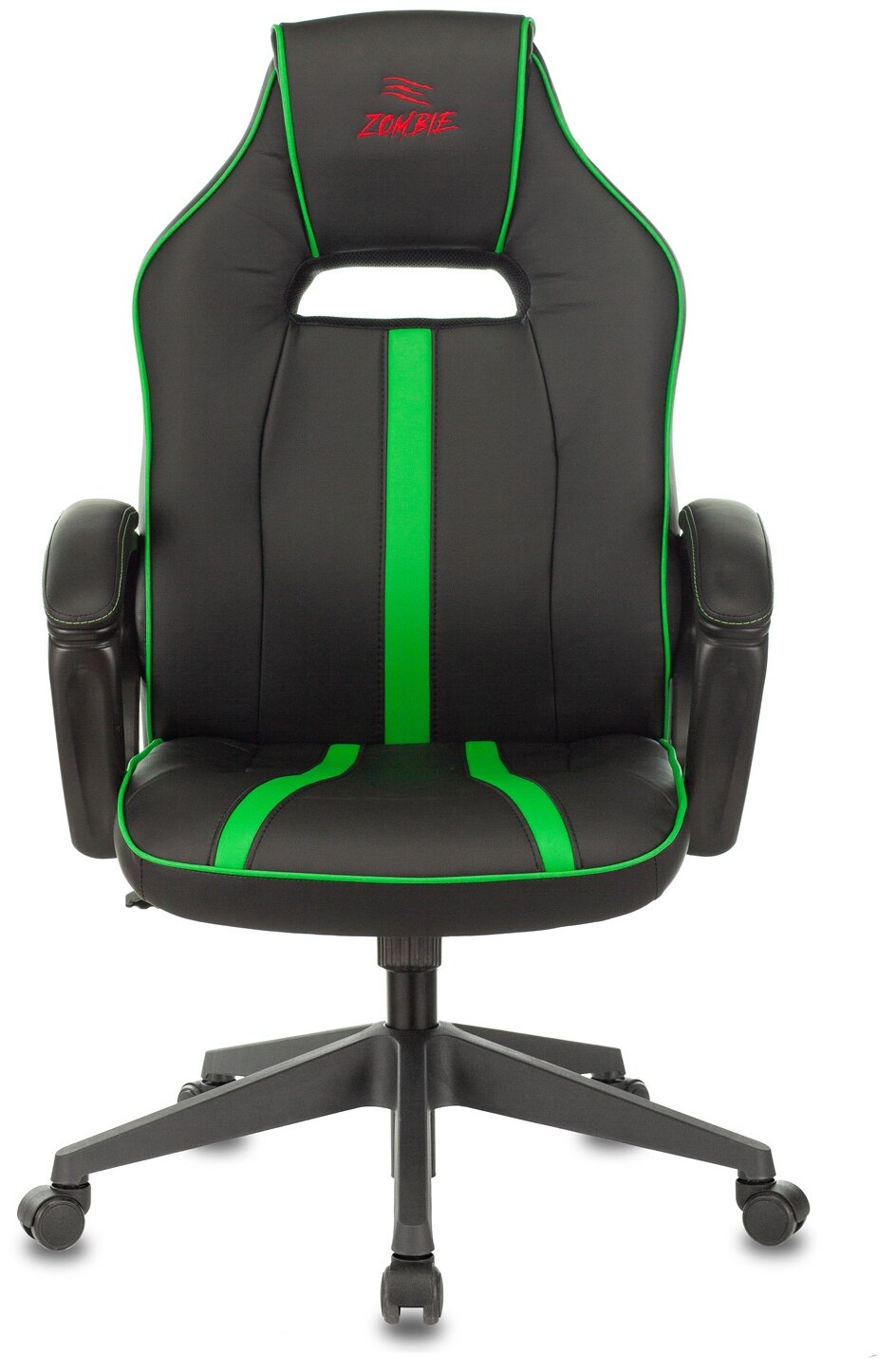 Кресло игровое Zombie VIKING ZOMBIE A3 черный/зеленый искусственная кожа