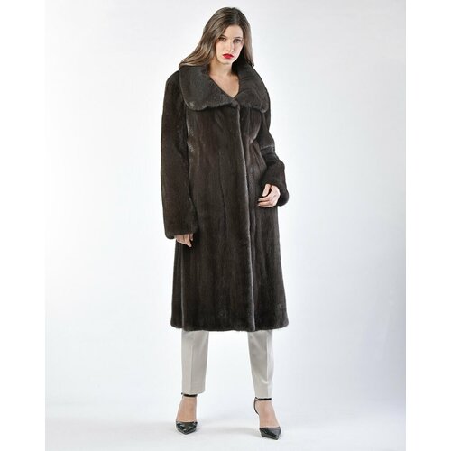 Пальто Manakas Frankfurt, норка, силуэт прямой, пояс/ремень, размер 40, серый