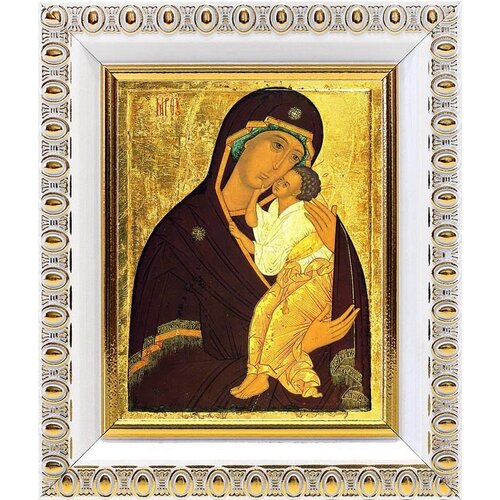 Ярославская Икона Божией Матери, в белой пластиковой рамке 8,5*10 см