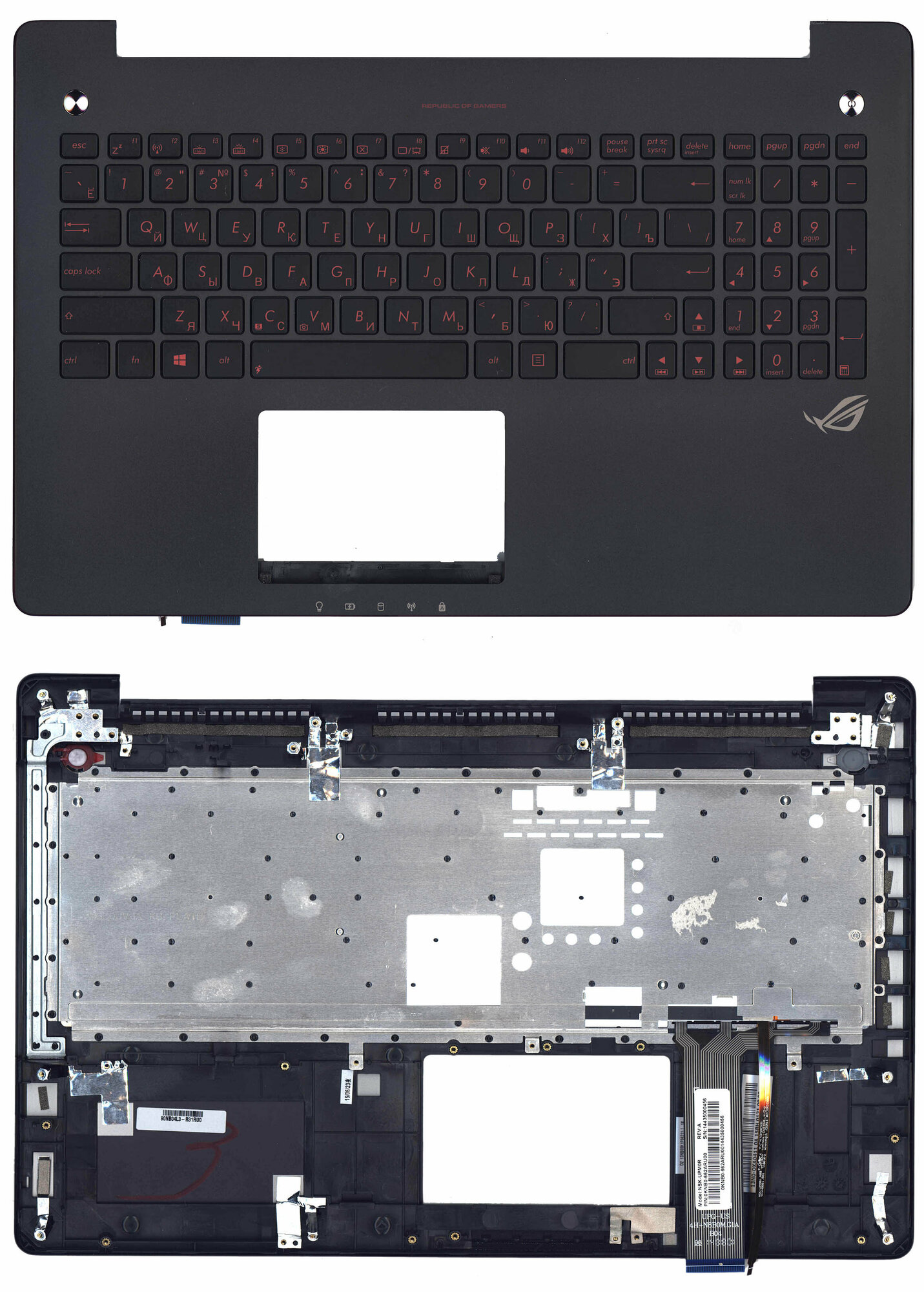 Клавиатура для Asus G550J TopCase с подсветкой p/n: 0KN0-QX1RU13, 0KNB0-662ARU00