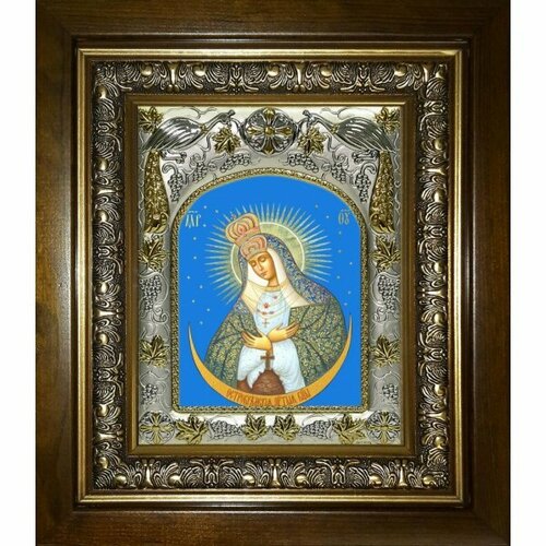 Икона Остробрамская Божья Матерь, 14x18 см, в деревянном киоте 20х24 см, арт вк-5560