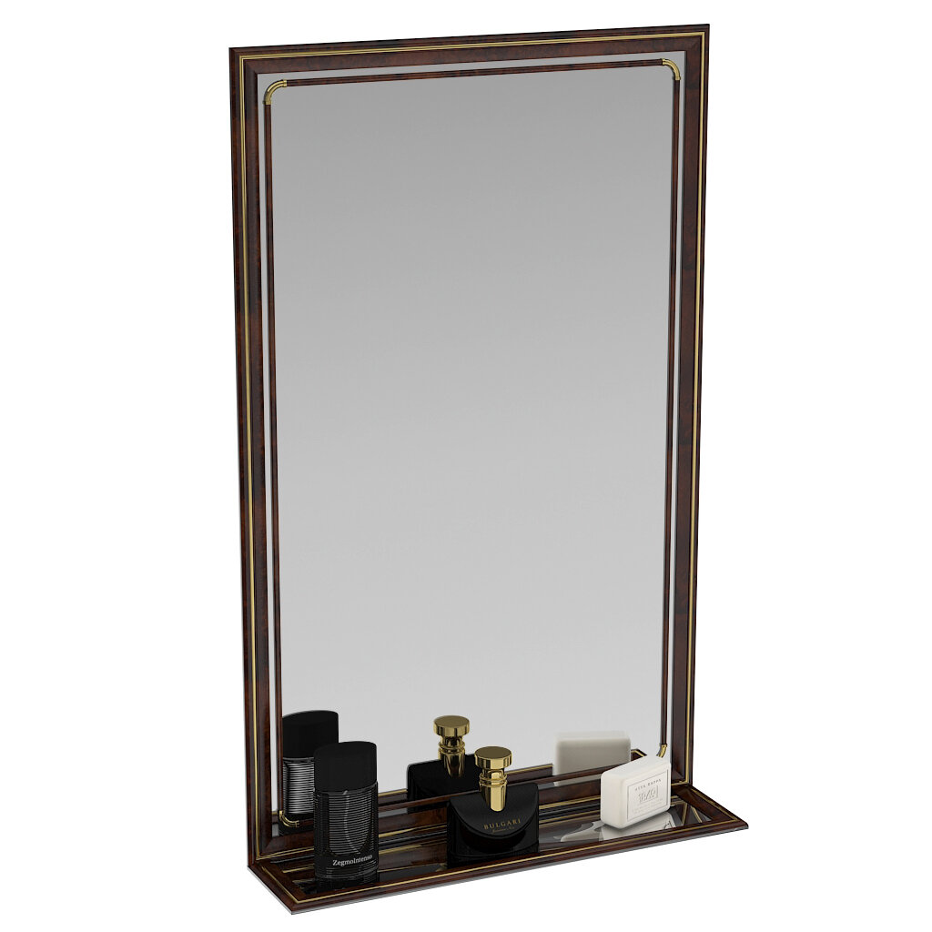 Зеркало с полочкой 121П корень ШхВ 50х80 см с полкой зеркала для офиса прихожих и ванных комнат