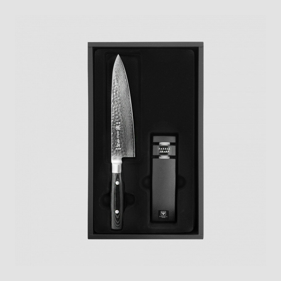 Набор из кухонного ножа с точилкой, дамасская сталь YA35500-002 Zen
