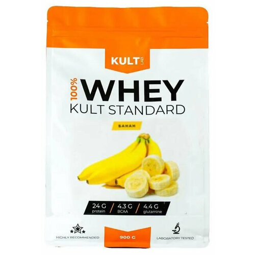 Сывороточный протеин Kultlab Whey KultStandart, Банан, 900 гр сывороточный протеин со вкусом клубника банан primebar whey 900 гр