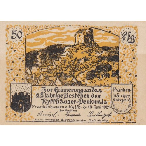 Германия (Веймарская Республика) Бад-Франкенхаузен-Кифхойзер 50 пфеннигов 1921 г. (Вид 1) (3)