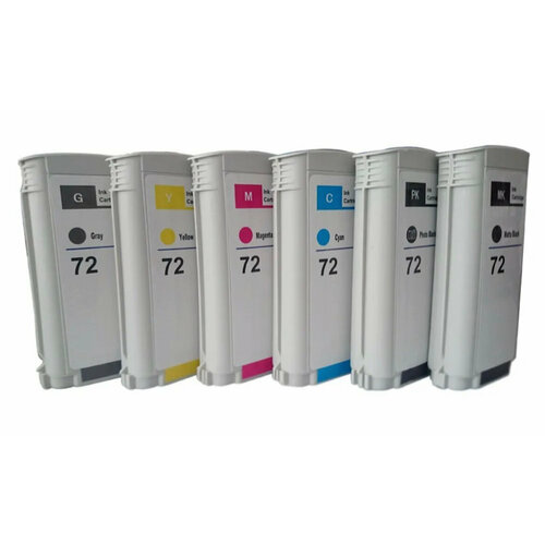 Картриджи HP 72 (комплект 6 штук) картриджи дзк hp designjet t610 t620 t770 t790 t1100 t1120 t1200 hp 72 c9403a c9370a c9374a с чипом 130мл