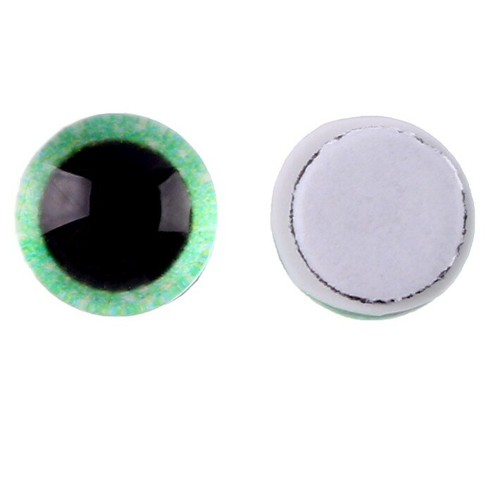 Глаза на клеевой основе, набор 10 шт, размер 1 шт. — 6 мм, цвет зелёный с блёстками