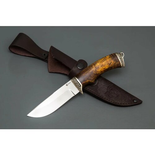 фото Нож из стали elmax «егерь», рукоять литье мельхиор, черный граб - кузница сёмина кузница сёмина юрия михайловича