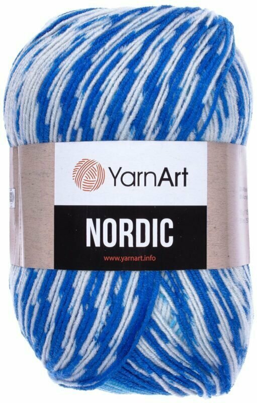 Пряжа Yarnart Nordic голубой-василек-белый (652), 20%шерсть/80%акрил, 510м, 150г, 2шт