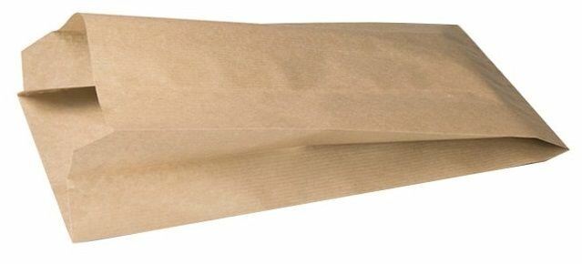 100 шт. Пакет бежевый ребреный фасовочный V-обр. 185х80х45 мм крафт 40 гр кор.2500 шт.