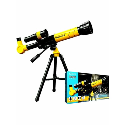 Рефракционный астрономический детский телескоп Юный астроном на штативе, с держателем для телефона, кратность увеличения 20х, 30х, 40х / Развивающие игрушки / Подарок