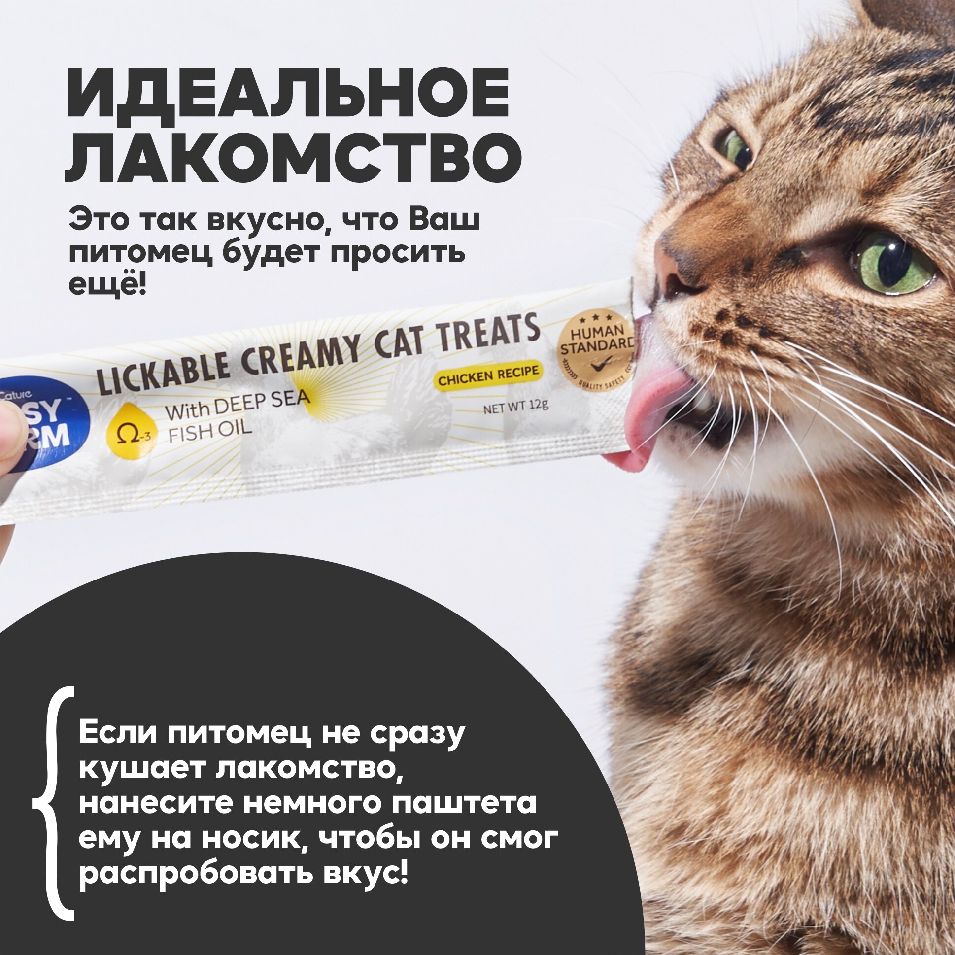 Лакомство для кошек, натуральный крем-паштет пюре EASY FARM, лосось, 5шт х12гр - фотография № 7