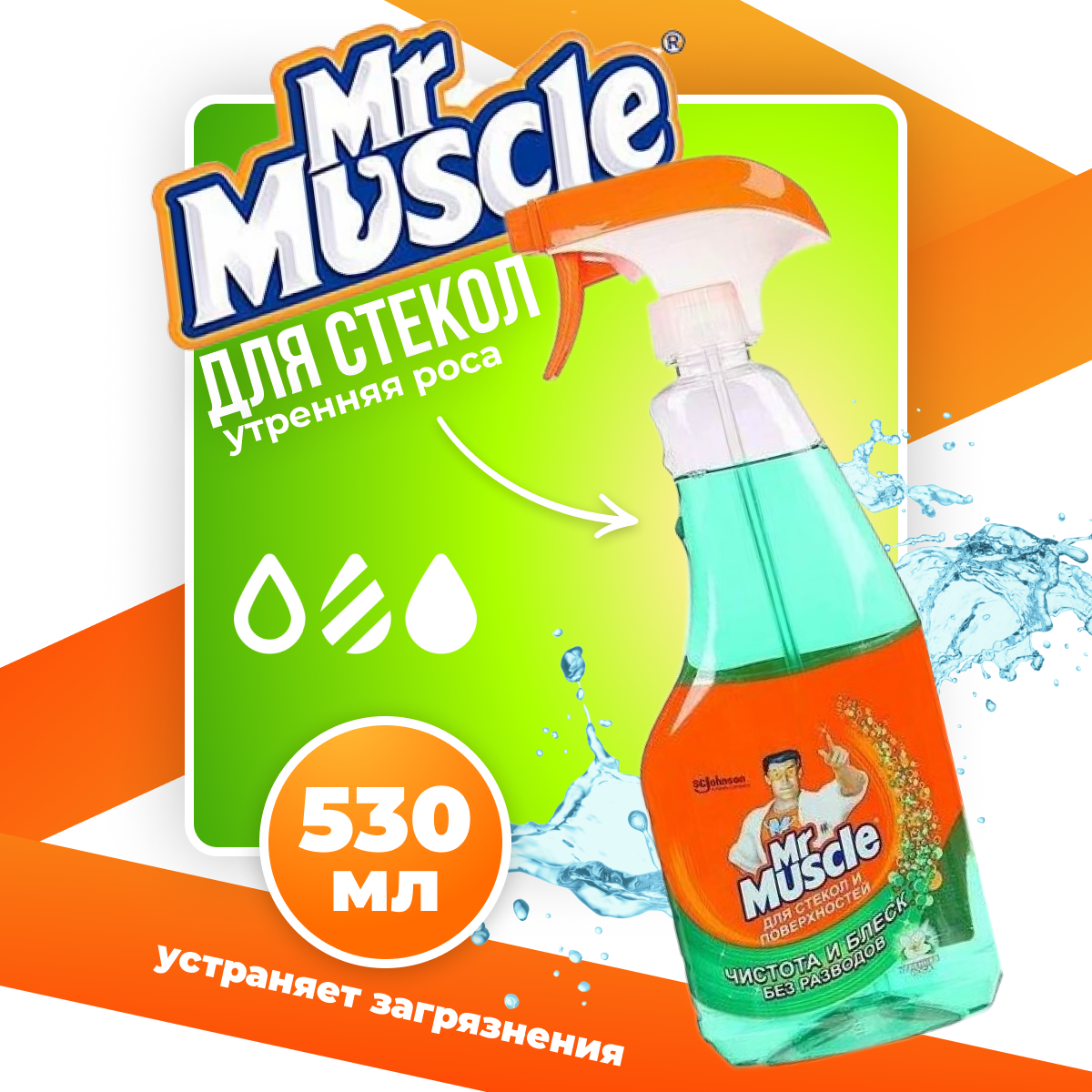 Средство Mr Muscle для мытья стекол и поверхностей Утренняя роса 500 мл