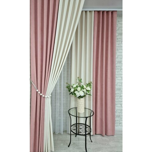 Канвас, двойные 2шт 200х260 св. розовый; молочный