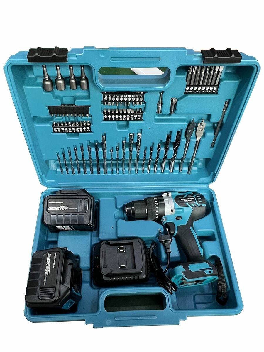 фото Аккумуляторная ударная бесщеточная дрель-шуруповерт Heimerdinger, 18В, 2х4 А·ч Li-Ion, 150 нм, LB176S