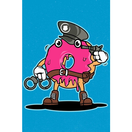 Постер / Плакат / Картина Полицейский пончик 60х40 см