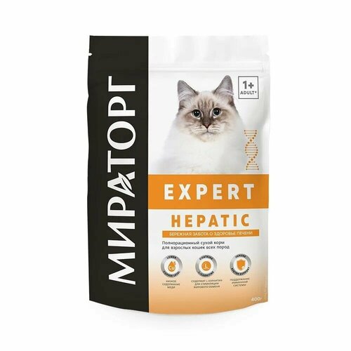 мираторг expert hepatic полнорационный сухой корм для кошек бережная забота о здоровье печени 400 г Сухой корм для взрослых кошек Мираторг Expert Бережная забота о здоровье печени, 400 г