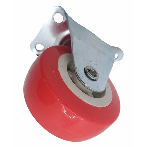 Колеса для мебели 50мм не поворотное красный пластик (ПВХ)
