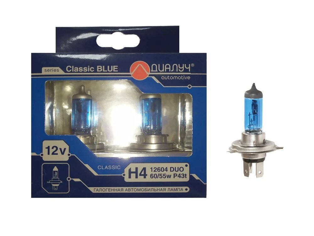 фото Лампа галогенная Диалуч H4 12V 60|55W, 12604BLUE, 1 шт