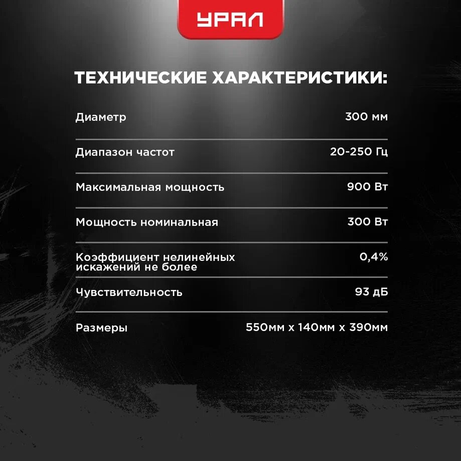 Активный автомобильный сабвуфер Урал АС-У12А (AS-D12. A RED HURRICANE), 900 Вт, 93 дБ, 20-250 ГЦ — фото 1