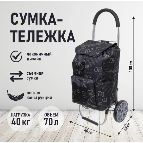 Сумка-тележка Селфи, 2 шт., 45 л, 43х100х25 см, черный сумка тележка 50 л 45 5х100х20 см голубой