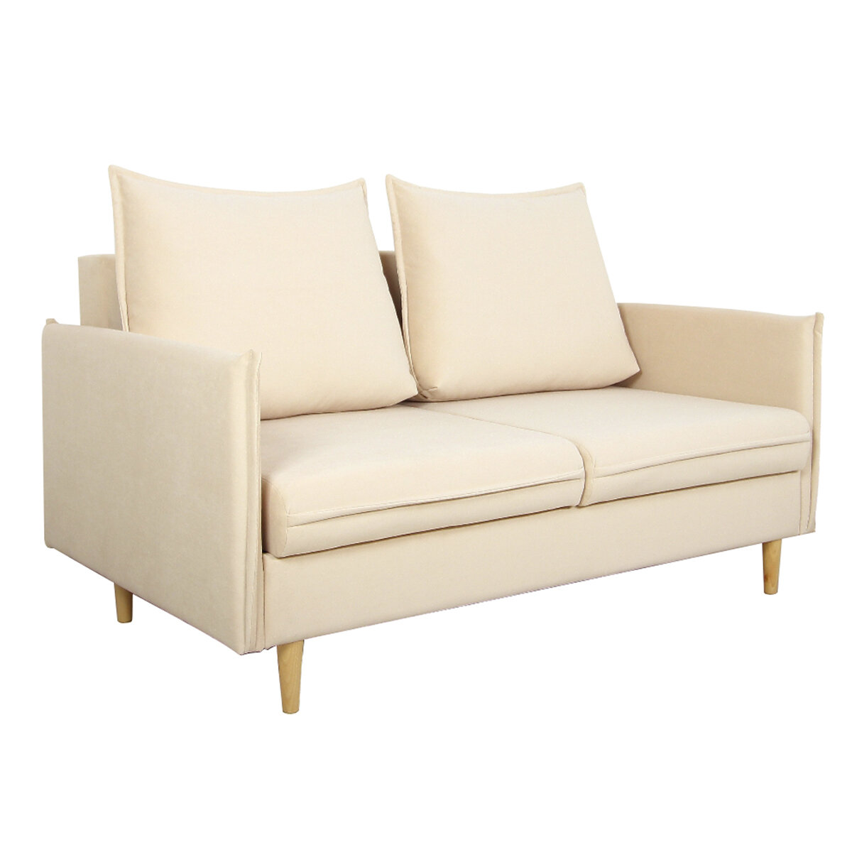 фото Диван Лилия со спальным местом 140х200, бежевый, массив дерева, ткань велюр, диван раскладной